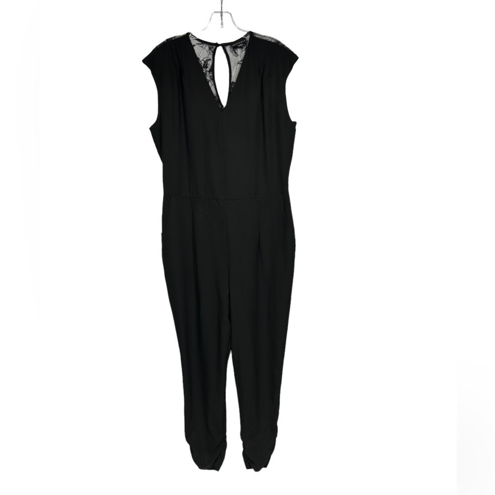 Metaphor Jumpsuit Size XL Black Back Laced Ruched Ankles